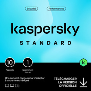 Kaspersky Standard 2025 – Multidevice 10 App 1 An – PC Mac Android iOS – Edition Française